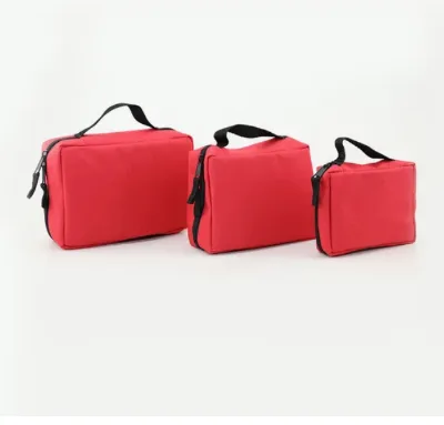 BSCI GRS Emergency Kit Small Red Nylon Bag Water Resistant Zipper Closure for Home Office & Travel