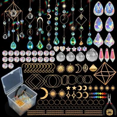 Adults DIY Crystal Bag Hanging Decoration Carved Technique Christmas Wind Bell Gift for Model Enthusiasts Sun Catcher Crystal