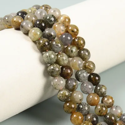 Wholesale Round Natural Labradorite Yellow Selenite Dendritic Jade Silver Pyrite Beads for Jewelry Making 4mm 6mm 8mm 10mm