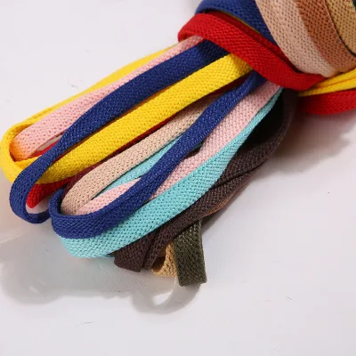 Custom Logo Polyester Aglet Hoodie Pull Rope Metal Tips with Pants Waist Rope Flat Shoelaces