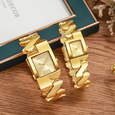 New Luxury Square Quartz Alloy Watch with Glass Dial and Pointer Display for Women and Couples