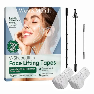 30Pcs Face Tape Lifting Invisible String Wrinkles Jowls Neck Eye Waterproof High Elasticity V Shape Lift Tape Stickers