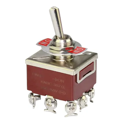 KN3C ON-ON 3 Gang Medium Toggle Switch 9Pin ON-ON 2 Way Brass Toggle Switch 15 Amp 250V 3PDT with 9 Screw Terminals