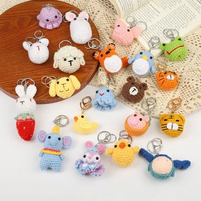 Hot Selling Crochet Animal DIY Keychain Handmade Metal Bag Decoration and Arts Craft Bag Pendants Sleutelhanger Keyrings