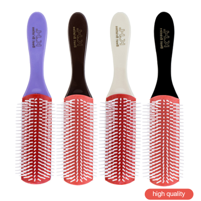 Private logo Nine Row Hair  Plastic Nylon Massage Wide Tooth Shower Detangle Brush Curl Hair Denman Brush