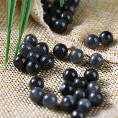 Natural Type a Untreated Black Chicken Species Burma Jadeite Round Beads,Burmese Black Jadeite Loose Beads,DIY Jewelry Supplies