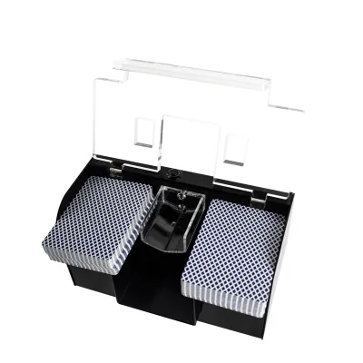 YH 2 Decks Automatic Texas Card Shuffler Red&Blue Lighting Casino Accessories Plastic Card Shuffler Machine for Sale