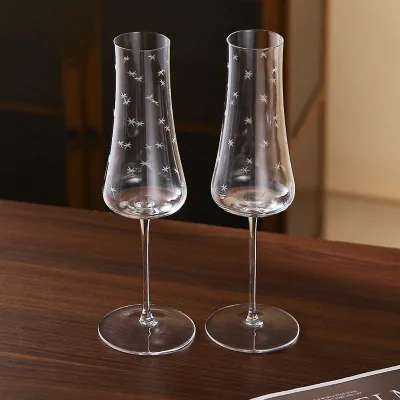 Simple Handmade Modern Simplicity Transparent Clear Eco-Friendly Crystal Glass for Flutes 301-400ml Capacity
