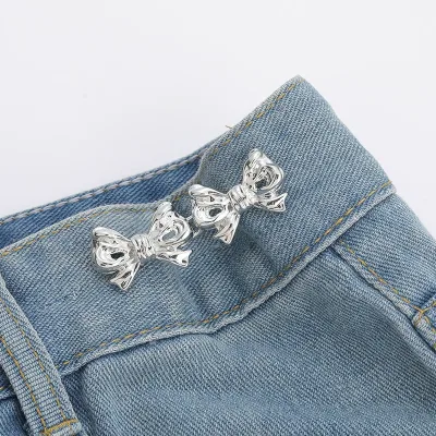 PDANY Custom Bowknot Zinc Alloy Metal Buttons Adjustable Waist Removable Retractable Jeans Buttons for Clothing