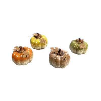Wholesale Decorative Pumpkins Fall Harvest Thanksgiving Indoor Artificial Orange Porcelain Craft Ceramic Pumpkin for Sale