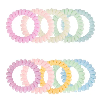 Candy Colors Women Girls Tpu Material No Crease Ponytail Holders Plastic Spiral Hair Ties Coils for Thick Thinning Hair