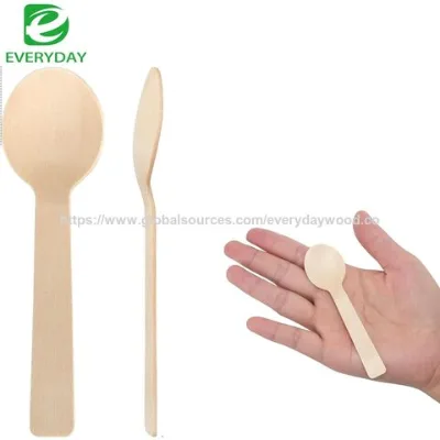 Compostable Birchwood Ice Cream Spoon Individually Wrapped Eco Friendly Wooden Dessert Spoons