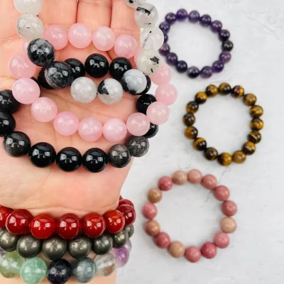 Wholesale Unisex Classic Crystal Bracelet with 12mm Round Citrine Gemstone Beads Genuine Bangle Jewelry-Gift