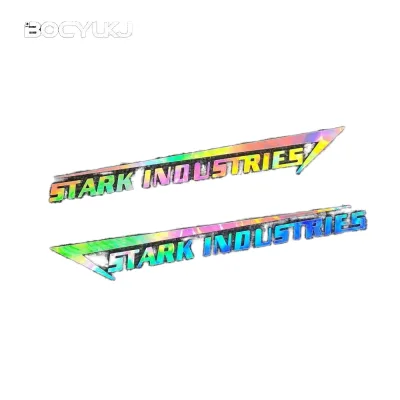 2pcs Stark Industries Reflective Car Stickers Hood Headlights Trunk Bumper Windshield Door Exterior Accessories Letter Type