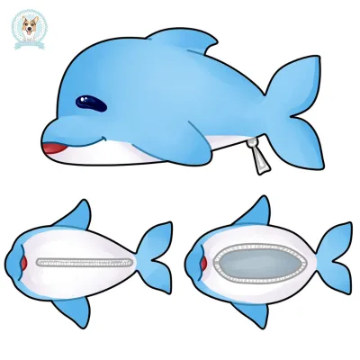 Promotion Unique Plush Pencil Case Cute Dolphin Animal Style Makeup Bag Pen Bag Kids Stationery Bag