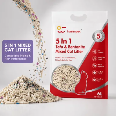 Wholesale Triple Odor Control 5 in 1 Mixed Cat Litter Tofu Bentonite Formula Dust Free 6L Vacuum Package OEM Factory Direct