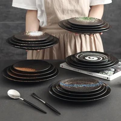 Japanese Style Minimalist Ceramic Customizable Eco-Friendly Dinner Plates 6 Inch 8 Inch 9 Inch for Breakfast Steak Noodle