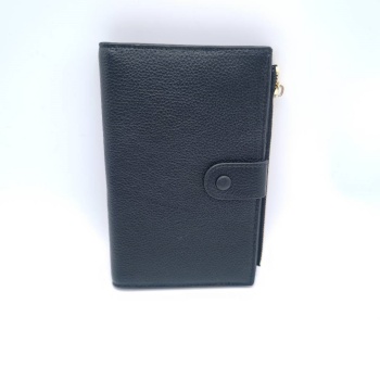 Genuine Leather Portable Passport Holder with Button Decoration