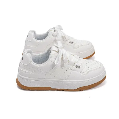 Street Style Men White Chunky Sneakers 4CM Platform Sole Breathable Casual Board Shoes Wenzhou Factory Custom Logo OEM Bulk