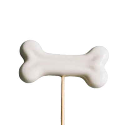 3D Dog Porcelain Cake Topper - Custom Ceramic Dog Bone Dessert Sign