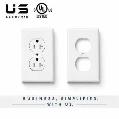 UL Listed White 1 Gang Duplex Receptacle Wall Plate Outlet Cover Flame Resistant Plastic Switch Socket Panel for Residential