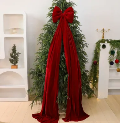 Extra Large Burgundy Velvet Bow Christmas Tree Decoration for Holiday Ambiance, Christmas Ornament, Window Hanging