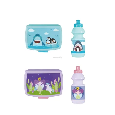 BPA Free Plastic Kids Lunch Box With Drinking Water Baby Bottle Factory Directly Supply