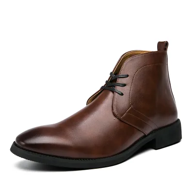 Leather Lace-Up Boots Men Ankle Fashion Style Comfort Lightweight for Winter Autumn Outdoor Hiking and Work
