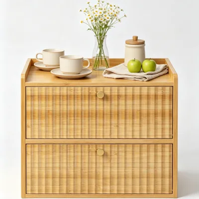 Bamboo Bread Box for Kitchen Countertop, Double Layer Large Capacity Bread Storage Container Bin, Farmhouse Food Organizer