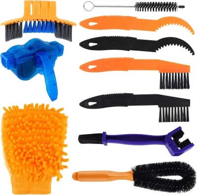 10pcs Bicycle Cleaner Brushes Tool Kit for Bike Chain Cycling Corner Stain Dirt Clean Bike Cleaning Kits