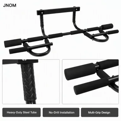 JNOM No-Drill Doorway Pull up Bar Multi-Grip Indoor Pull-up Bar Door Frame Mounted for Home Gym Muscle Building
