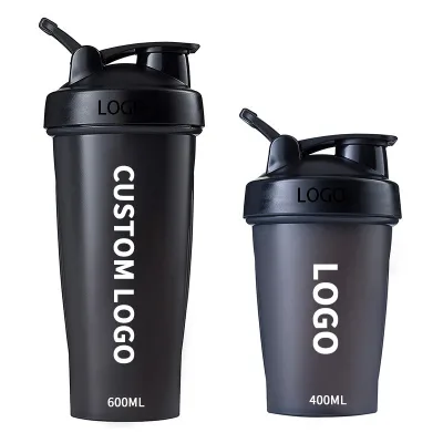 Wholesale 400ml 600ml Plastic Protein Shaker Bottle Leakproof Flip Spout Custom Logo Sports Mixing Cup for Gym Fitness Training