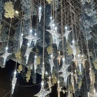 Transparent Acrylic 10-Heads Lucky Star Chandelier Wedding Ceiling Decoration for Christmas and Weddings