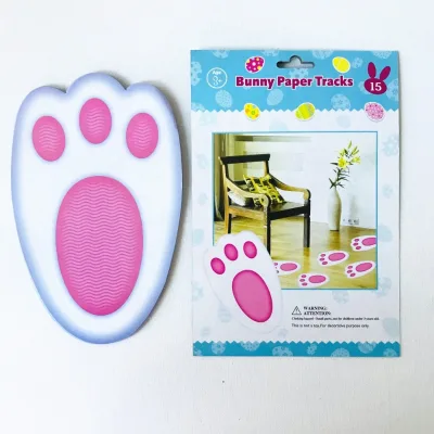 GF 15 Paper Custom 4C Printing Tracks Easter Bunny Footprint Kraft Paper Stickers for Home Decoration
