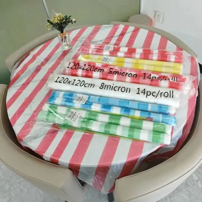 HDPE Dining Table Cloths Strip Design Plastic Disposable Table Cloth