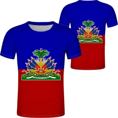 Promotional Men Collar T Shirt Printing Logo Short Sleeves Collar Polyester Shirts Haiti T Shirt