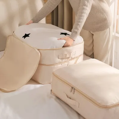 New Style Save Space Breathable Moistureproof Compressible Fabric Quilt Blanket Storage Bags Bedspread Organizer With Zipper