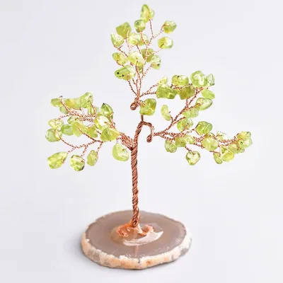 Hot Selling Natural Rose Quartz Base Gemstone Trees Hand Carved Luck Crystals Trees for Fengshui Decoration Gift