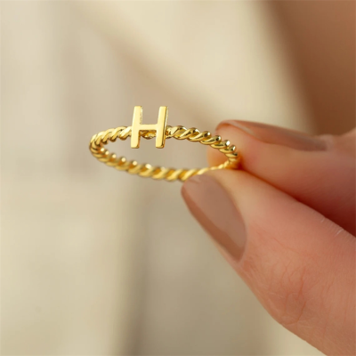 Silver Initial Ring 925 Letter Ring Silver Simple Rings