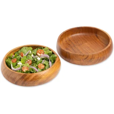 Wood Salad Bowls Large Individual Pasta Bowls 20 X 5 cm (740 Ml) Food Safe Coating Shallow Wooden Bowls Type Plates No Joints