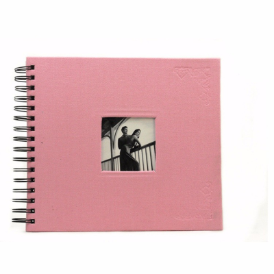 8x8 Elegant Pink Color Spiral Scrapbook Photo Album With Embossed Logo