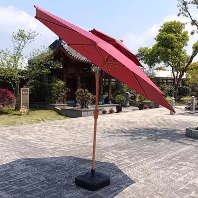 Adjustable Outdoor Waterproof Cantilever Parasol Sun Umbrella Iron Base for Restaurant Terrace Courtyard Gym Hotel Canopy