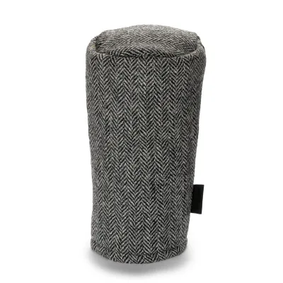 Customized Waterproof Portable Polyester Harris Tweed Gray Herringbone 460cc Golf Driver Wood Headcovers with Drawstring
