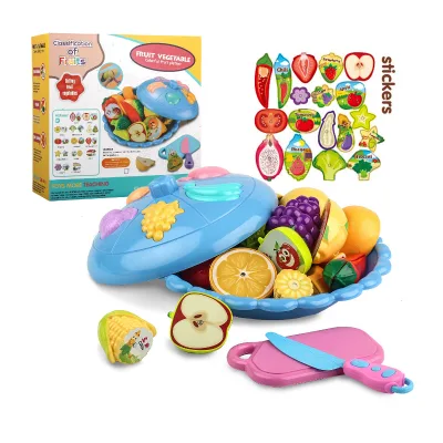 Preschool Montessori Sorting Vegetables & Fruits Platter Classification Game Toys for Toddlers Kids