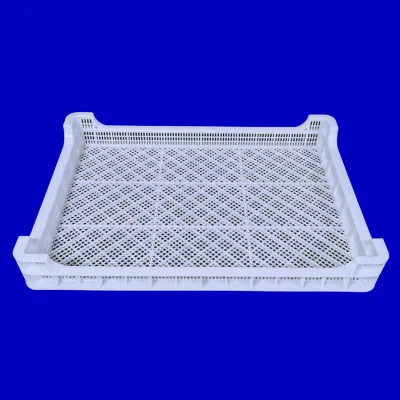 Stackable HDPE Plastic Mesh Drying Basket Food Grade Ventilated Blast Freezer Tray IQF Vannamei Shrimp Seafood Processing