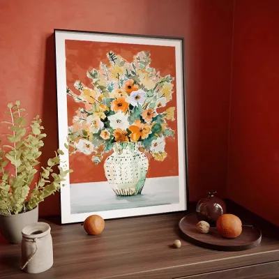 Flower Still Life Living Room Corridor Wall Decoration Painting Modern Design Rectangle Canvas Print