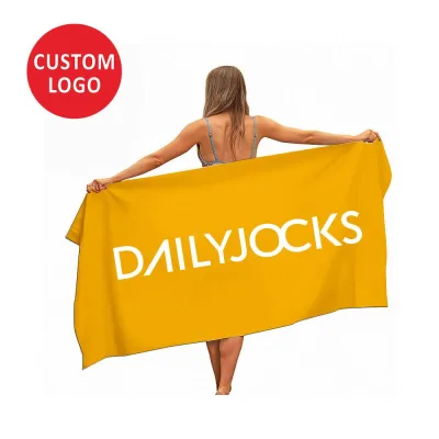 High Quantity Custom Logo Double Side Printing Sports Promotion Bath Towel With Carry Bag