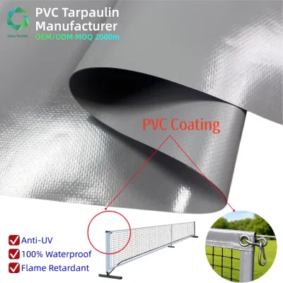 Ripstop Coated Knitted Reinforced Waterproof Sports Court Edge Protection 650gsm Tarpaulin PVC Tennis Net Border Fabric