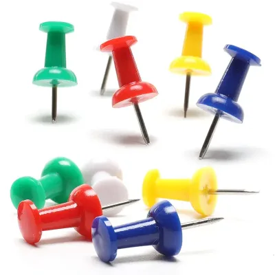 400 Count Standard Clear Thumb Tacks Steel Point Colorful Plastic Head Push Pins