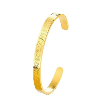 Hot Sales Fashion 18k Gold Plated Carved Stainless Steel Waterproof Bangle Cuff Bracelets